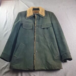 vintage William Barry suede leather jacket 40 Western Rancher sherpa lining 70s